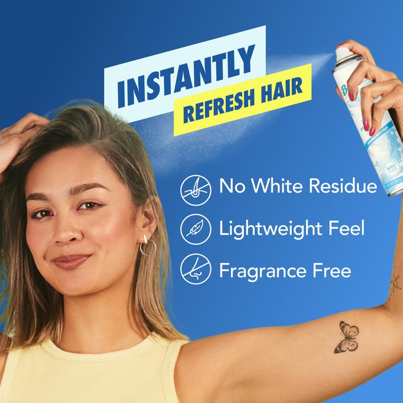 Batiste Fragrance Free Light Dry Shampoo, Absorbs Oil & Grease, 3.81 oz