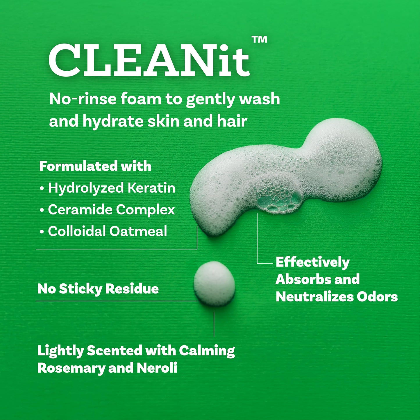 SKINCENTRY No-Rinse Foam Cleanser - Hospital Grade Waterless Hair & Body Wash, Hypoallergenic Rinse-Free Shampoo for Sensitive & Dry Skin, Paraben, Sulfate & Dye Free - 4 oz