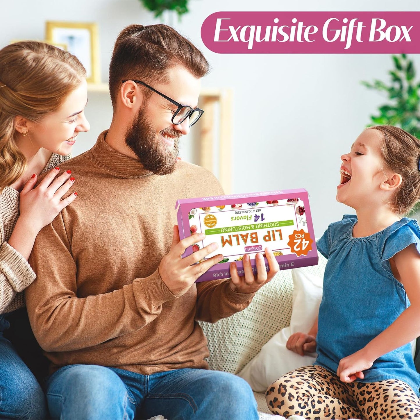 Yopela Mini Lip Balm - 42 Pack of Natural Lip Balms with Vitamin E & Coconut Oil | Moisturizing Gift Set for All Ages