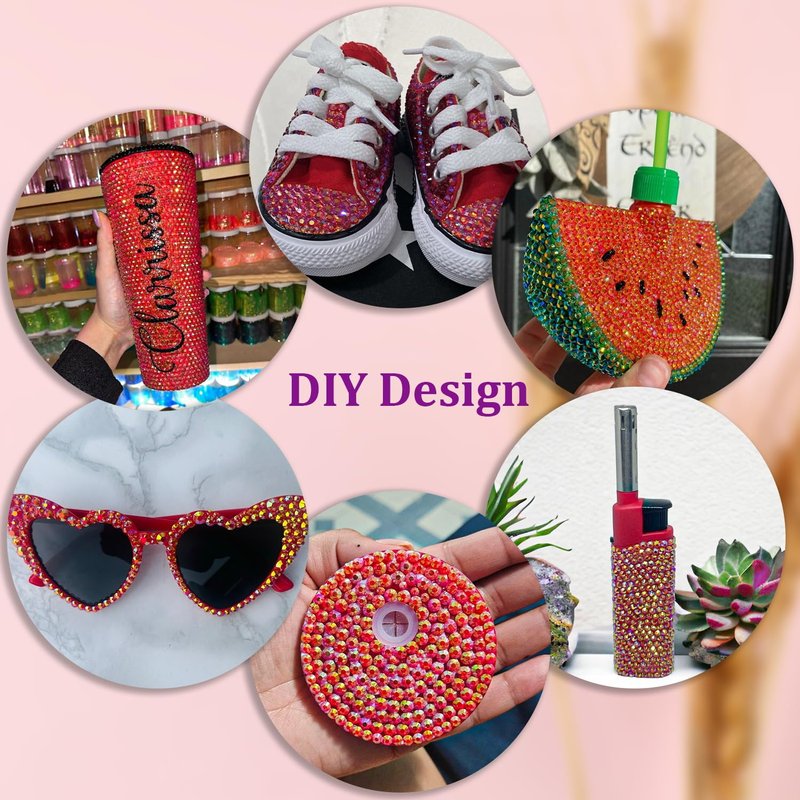 Resin Jelly Rhinestones for Crafting with B7000 Jewelry Glue, 1 Box Red AB Flatback Crystal with 3Pcs 10ml Glue, Bedazzling Non Hotfix Gems for DIY Tumblers Clothing Shoes Manicure