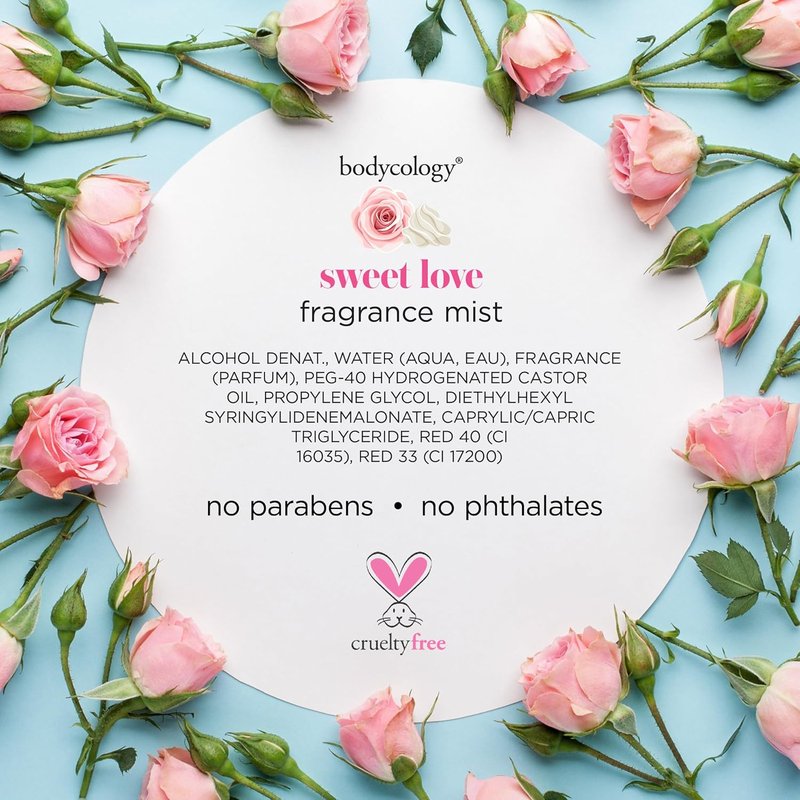 Bodycology Long-Lasting Fragrance Body Mist, Sweet Love, 8 fl oz (Pack of 2)