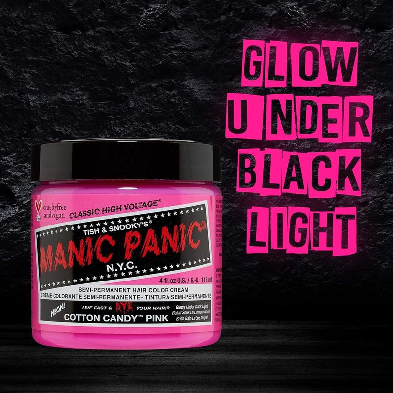 MANIC PANIC Classic Cotton Candy Pink Hair Color - Vibrant Semi-Permanent Dye for All - Vegan & Cruelty-Free (4oz / 3pk)