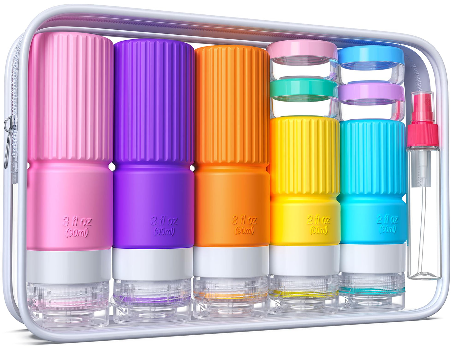Tocelffe 19 pack Travel Bottles for Toiletries,TSA Approved Silicone Travel Containers for Toiletries,Leak Proof 3oz Refillable Liqus Shampoo And Conditioner Travel Essentials toiletr