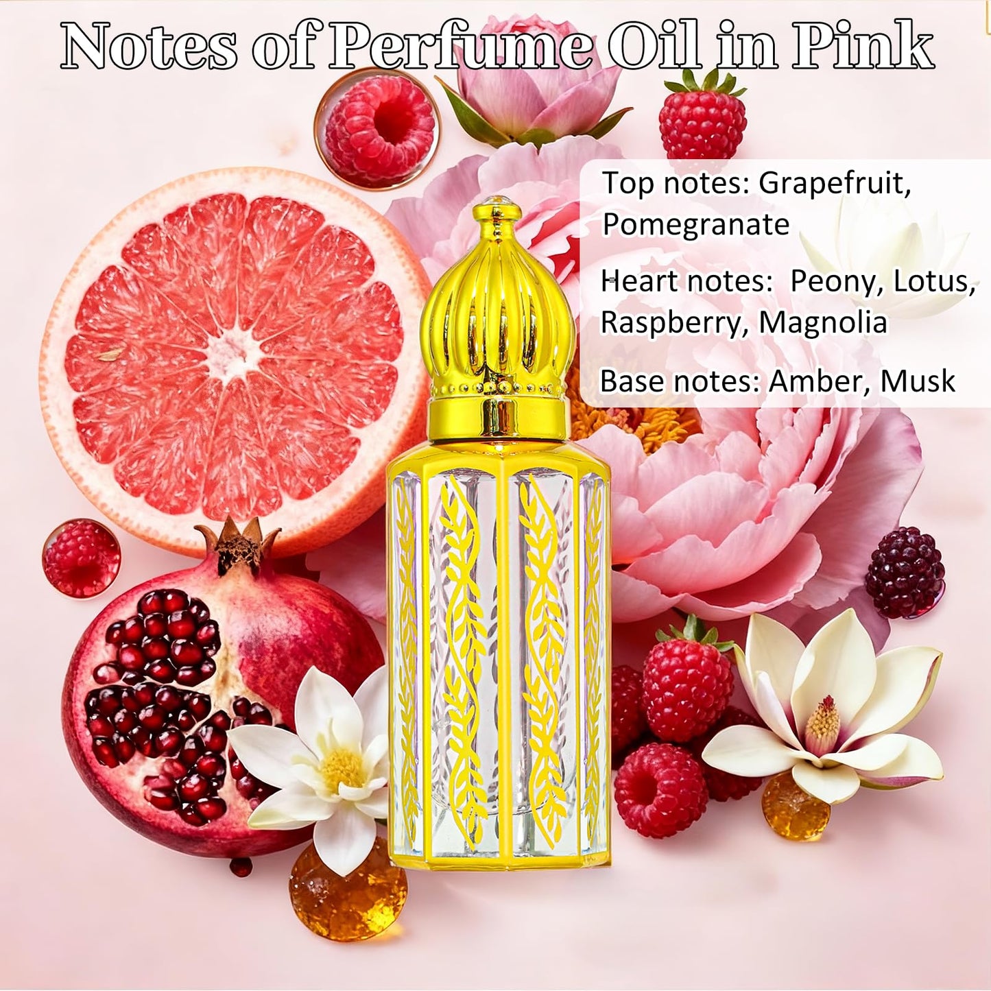 Tuteshow Arabic Perfume for Women, Floral & Fruity Arab Perfume Oil Roll On, Long Lasting Charming Fragrance, 0.4 fl. oz