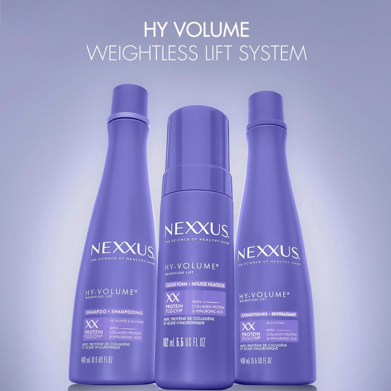 Nexxus Hy-Volume Cloud Foam Hair Foam for Lift and Volume For Flat & Limp Hair Hair Styling Foam Powered by Magnitube Volumizer Technology with Hyaluronic Acid 5.5 fl oz