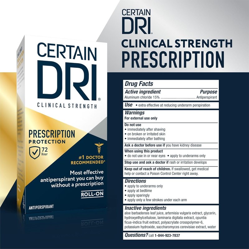 Certain Dri Clinical Antiperspirant Roll-On | 72-Hour Sweat & Odor Protection, Fragrance-Free - 1.2 fl oz