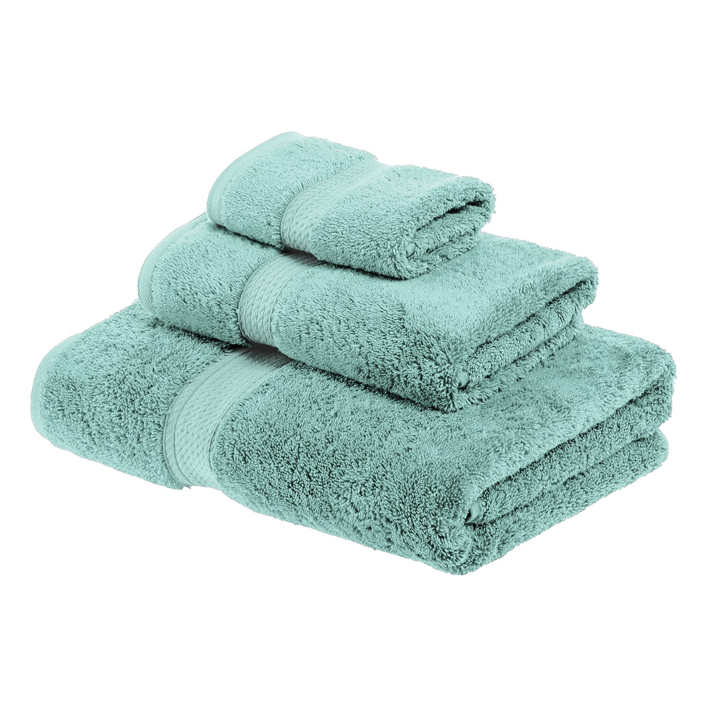 SUPERIOR Egyptian Cotton Pile 3 Piece Towel Set, Includes 1 Bath, 1 Hand, 1 Face Towel/Washcloth, Ultra Soft Luxury Towels, Thick Plush Essentials, Guest Bath, Spa, Hotel Bathroom, Sea Foam