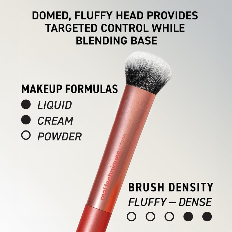 Real Techniques Makeup Brush Set - 6 Essential Brushes & Sponges for Foundation, Blush, Contour | Travel-Friendly, Vegan