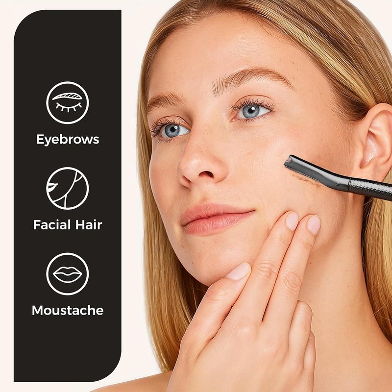 Eyebrow Razor - Precision Face Trimmer for Women & Men | 6-Blade Shaver in Black