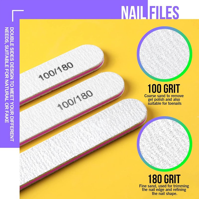 FANDAMEI Nail Buffers and Files - Professional Nail Care Kit with Rectangular Blocks & Grit Files
