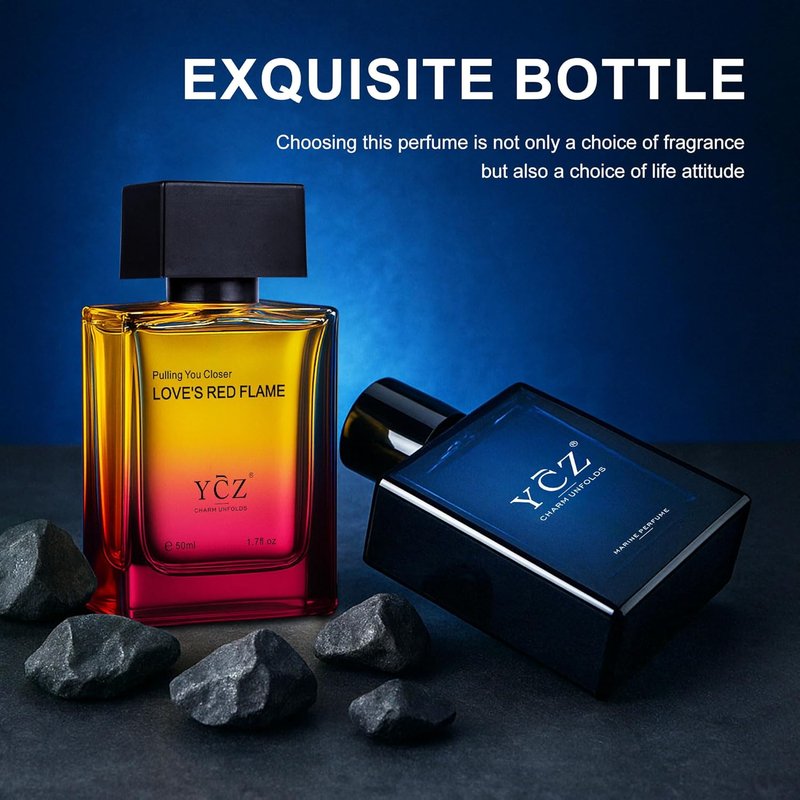 Men's Cologne Set - Long Lasting Bottled Marine & Borrowing Fire Perfume | 1.7oz (50ml) - Ideal Christmas Gift