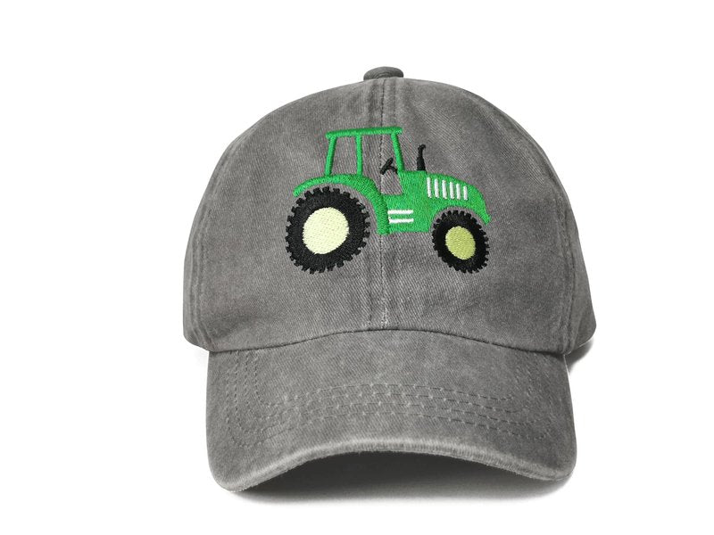 Hepandy Embroidered Tractor Farm Baseball Hats, Gifts for Children, Kids Embroidery Snapback Hat Youth Boys Washed Black Adjustable Hat