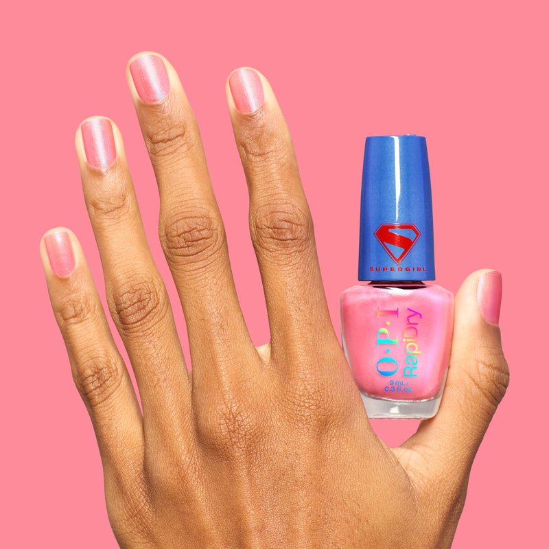 OPI RapiDry Blush of Power | Opaque Soft Neutral Pink Shimmer Chip Resistant Nail Polish x Supergirl Collection