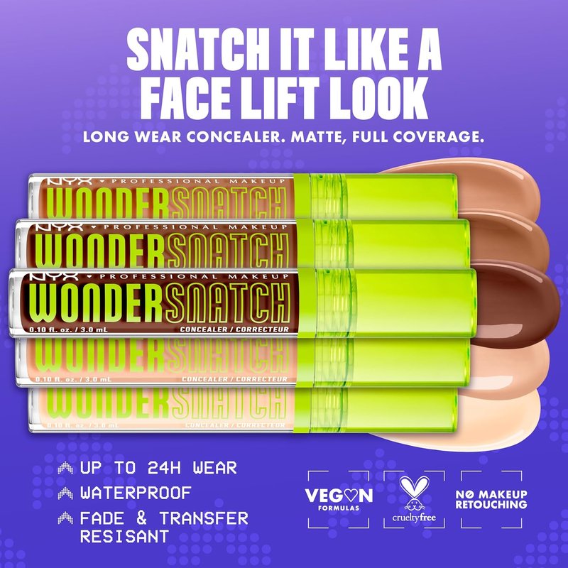 NYX Wonder Snatch Concealer - Brightening Full Coverage Makeup, 24HR Wear | Vegan, Light Ivory