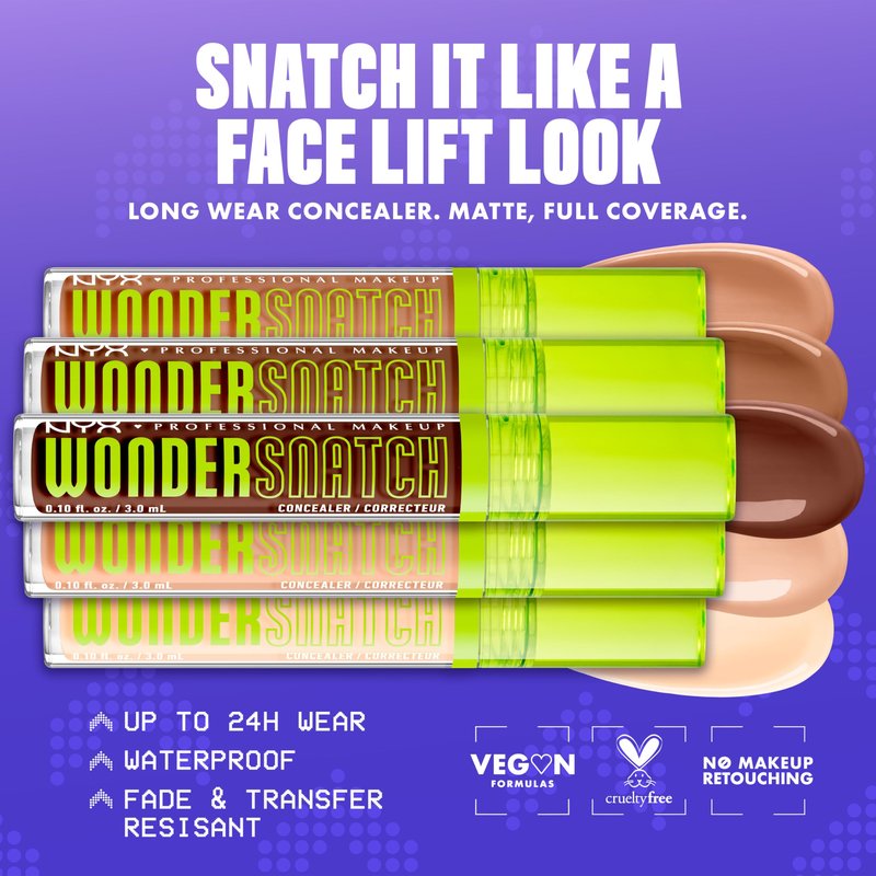 NYX PROFESSIONAL MAKEUP Wonder Snatch Concealer, Brightening, Lifting & Snatching Full Coverage Makeup Concealer with 24HR Wear, Vegan & Cruelty Free - Light Beige