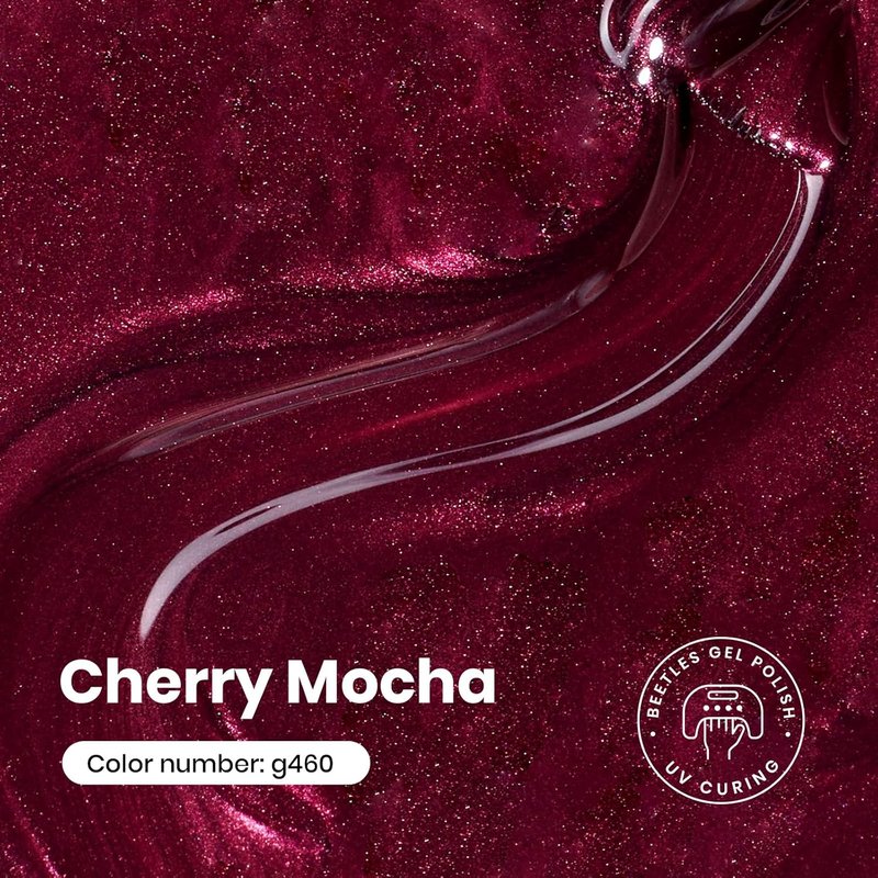 Beetles Burgundy Glitter Gel Polish - Cherry Mocha Red Wine Color, 15ML Soak Off UV LED for Nail Art