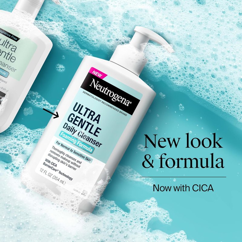 Neutrogena Ultra Gentle Foaming Facial Cleanser - Fragrance-Free Hydrating Face Wash for Sensitive Skin | 16 Fl Oz