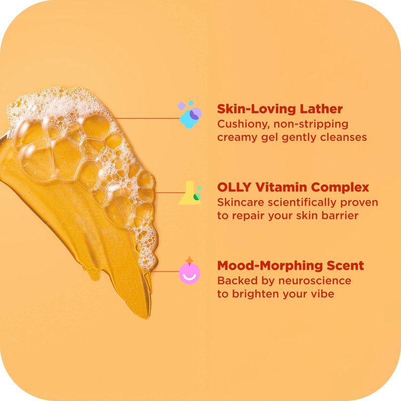 OLLY Body Wash & Body Scrub Mini pack 4 Count Hydrate & Repair Skin Barrier 3 oz
