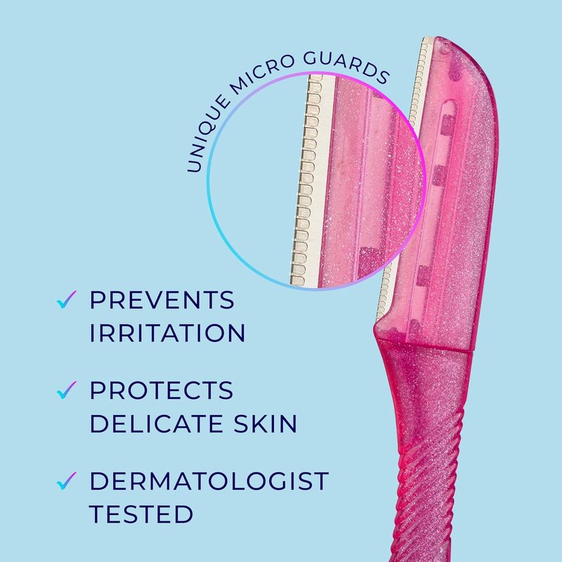 Schick Hydro Silk Touch-Up Dermaplane Razor - Precision Cover, 3ct | Facial Razor for Women, Peach Fuzz Remover