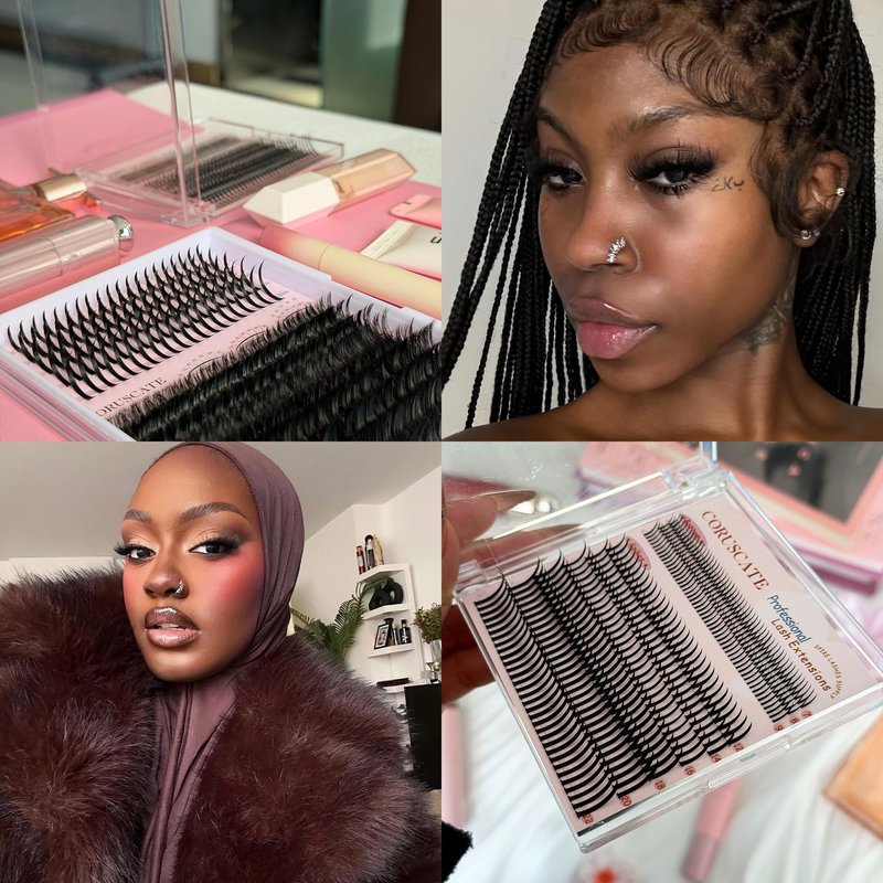 CORUSCATE Lash Clusters with Spikes Ultra Long 12-22mm Lash Spikes 7-9mm Bottom Lashes Supply Cluster Eyelash Extensions For Pros Multi-Eye Lash Styles DIY Eyelashes for Manga/Spiky/Mega Look