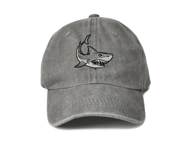 Hepandy Shark Baseball Cap for Children, Gifts for Lover, Washed Gray Baseball Cap for Boys Girls, Embroidered Dad Hat for Child Kids