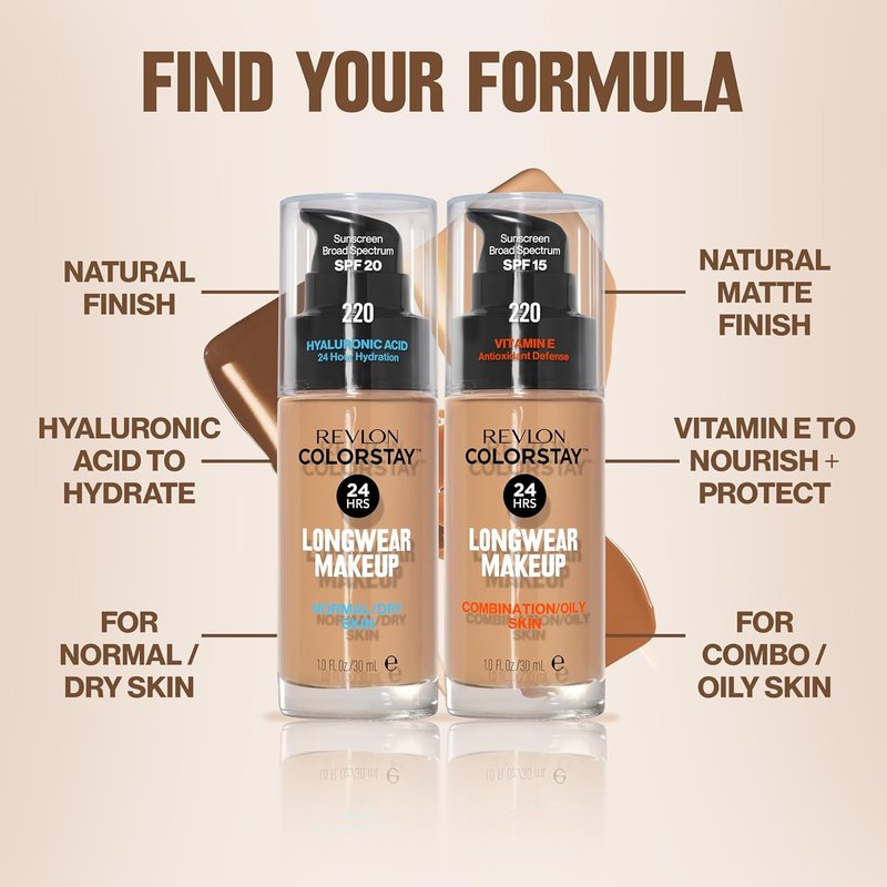 Revlon ColorStay Liquid Foundation - Longwear Medium-Full Coverage, SPF 20, 370 Toast, 1 Fl Oz