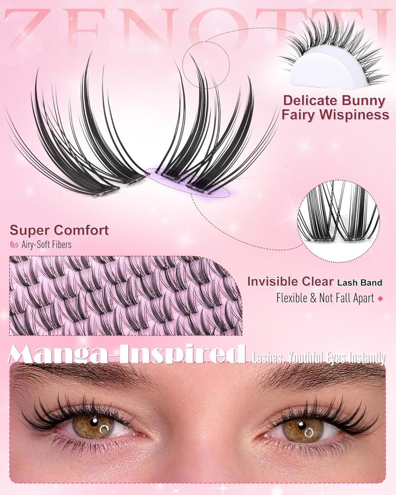 Manga Eyelash Clusters - Wispy Individual Lashes for Anime & Fairy Looks | C-Curly 8-16mm