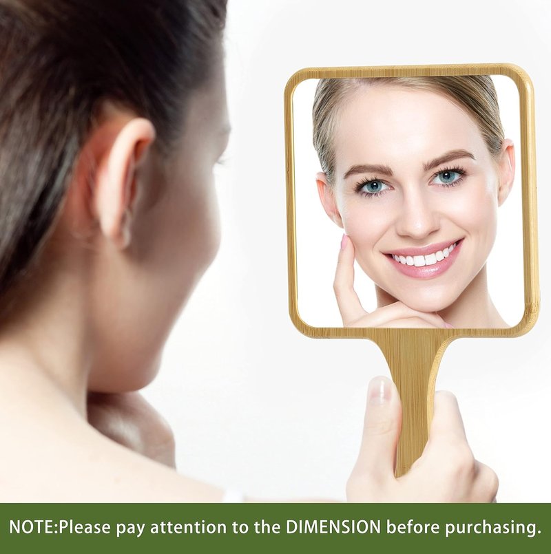 Natural Bamboo Handheld Mirror - Portable Single-Sided Travel Vanity Mirror for Men & Women | 6.3" W x 11.8" L