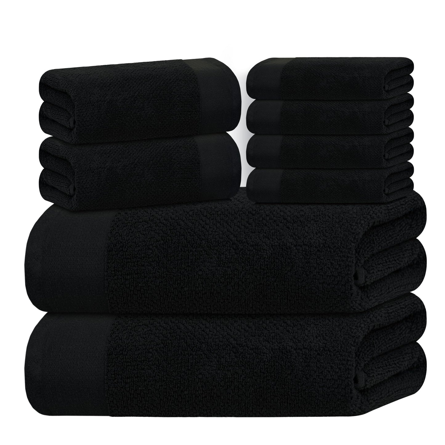 Tens Towels Pack of 8 Popcorn Textured Luxury Towels Set, 2 Extra Large Bath, 2 Hand, 4 Washcloths, 100% Cotton, Plush Hotel Quality, Super Absorbent, Perfect for Your Bathroom, Denim Blue