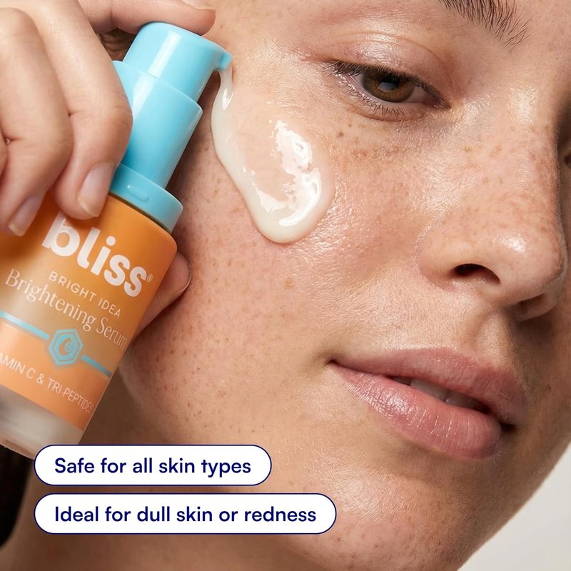 Bliss Vitamin C + Tri-Peptide Face Serum - Brightening & Firming Serum with Collagen-Boosting Peptides - 1 fl oz