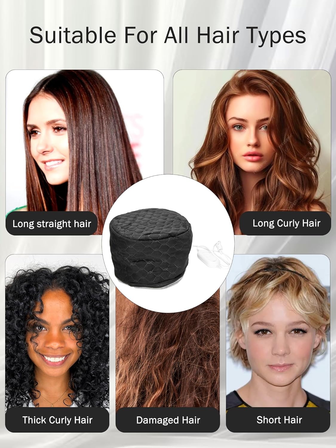 Watris Veiyi Hair Steamer - Deep Conditioning Heat Cap with 2 Temperature Settings | Home Spa Essential