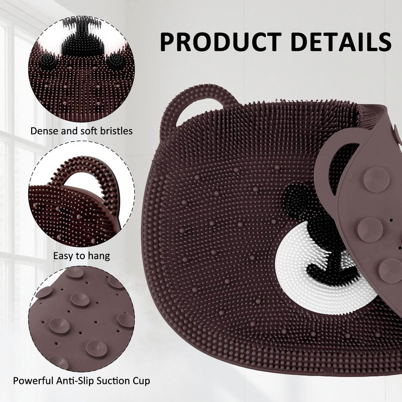 EaTubano Foot Scrubber Mat for Shower – Silicone Exfoliating Foot Scrub, Dead Skin & Callus Remover, Non-Slip with Suction Cups, Bath Mat for Feet, 14.5" x 11" Brown