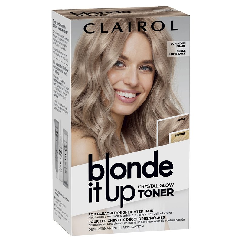 Clairol Blonde It Up Crystal Glow Toners Demi-Permanent Hair Dye, Luminous Pearl Hair Color | Ammonia Free | Add Pearlescent Tones to Pre-Lightened Shades | Neutralizes Warmth | Pack of 1