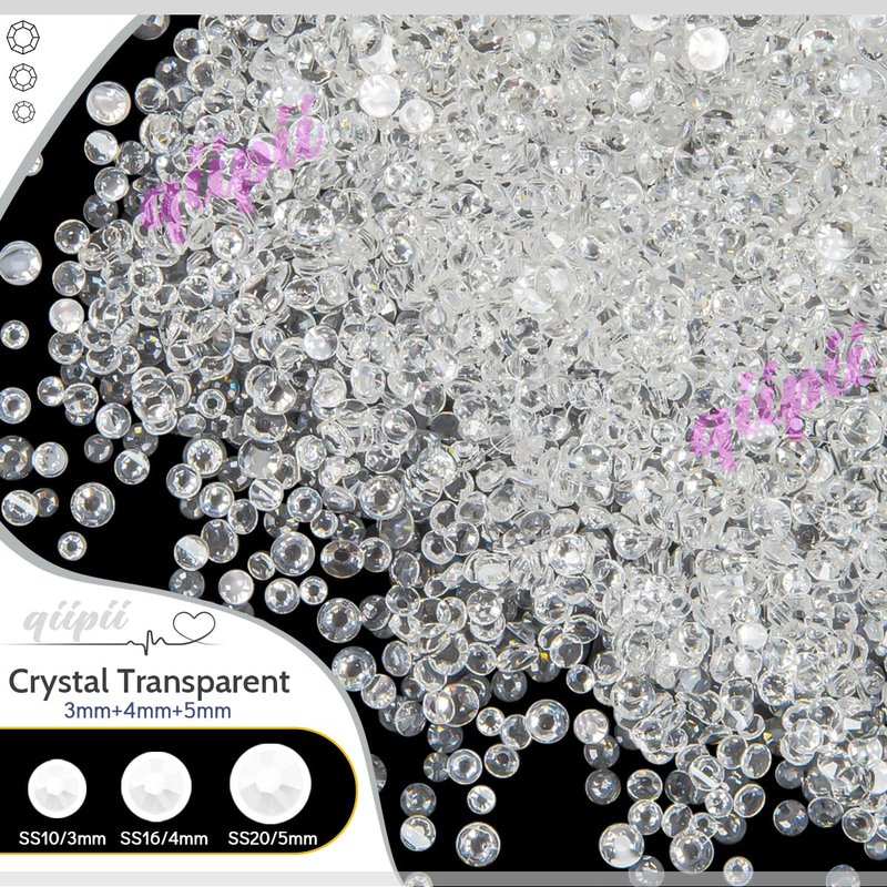 qiipii Transparent Resin Rhinestones w B7000 Jewelry Glue for Bedazzling Crafting 3mm 4mm 5mm Clear Flatback Jelly Stones Bulk SS10 SS16 SS20 Diamonds Gem for Nails Face Makeup Tumblers Bottles Crafts