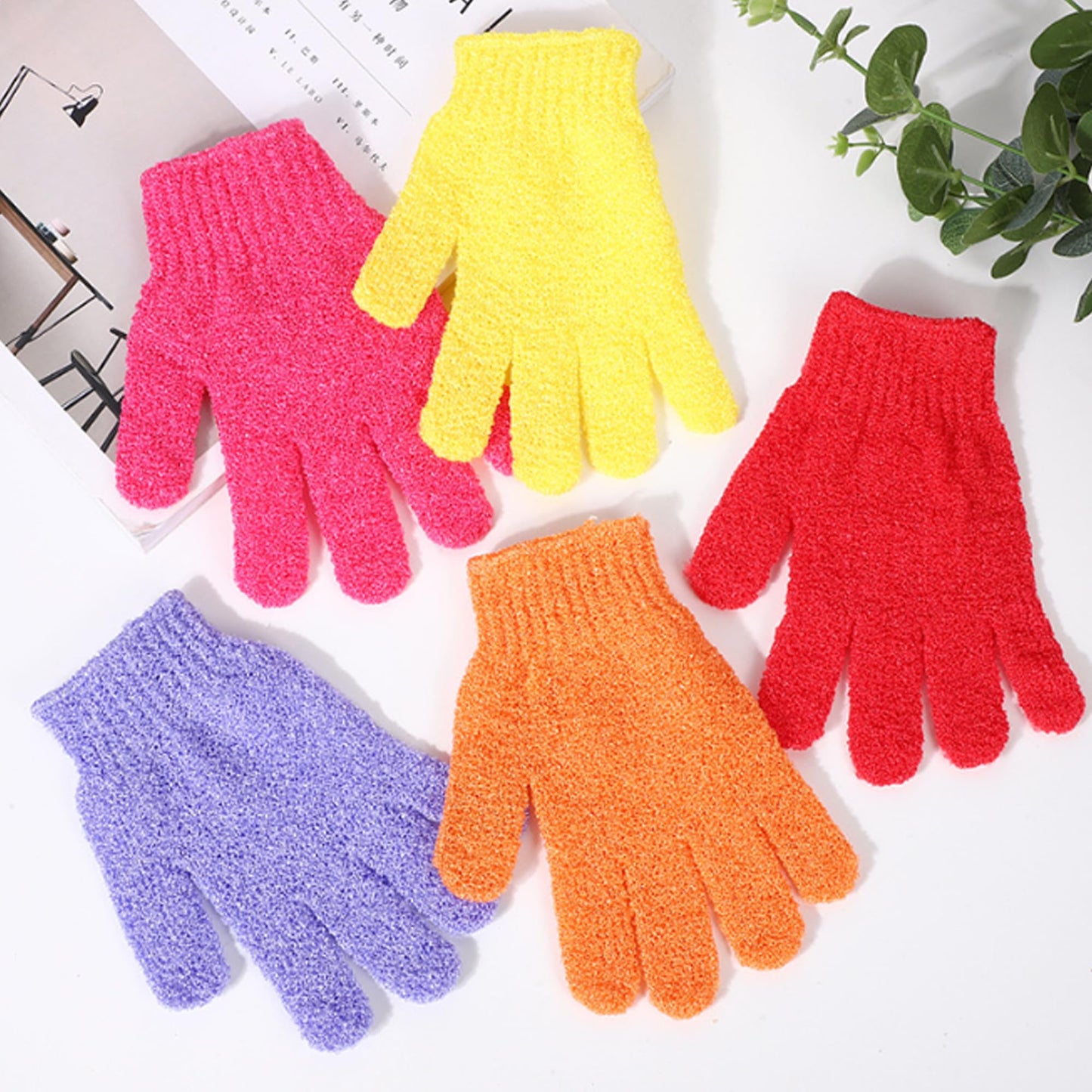 Shower Gloves,Double Sided Exfoliating Bath Gloves,Shower Body Scrub Gloves for Women & Men Deep Clean Skin Spa Massage Beauty Skin Shower Scrubber Bathing Accessories,#P207 (1pair Red)