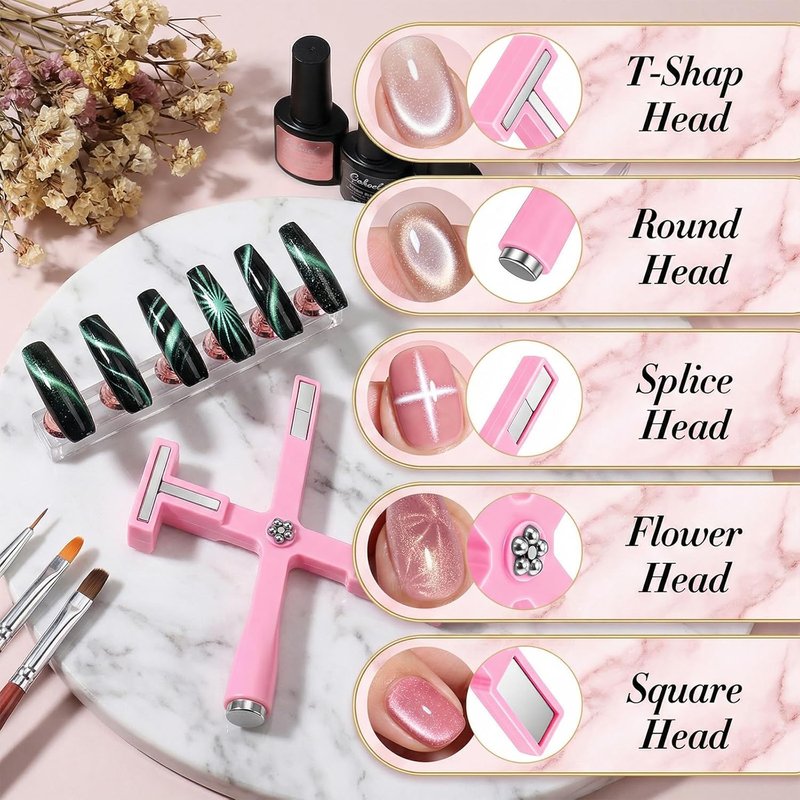 Skiennix 11 Pcs Cat Eye Magnet Tools Set - 5 In 1 Nail Art Design Kit for Stunning 3D Effects