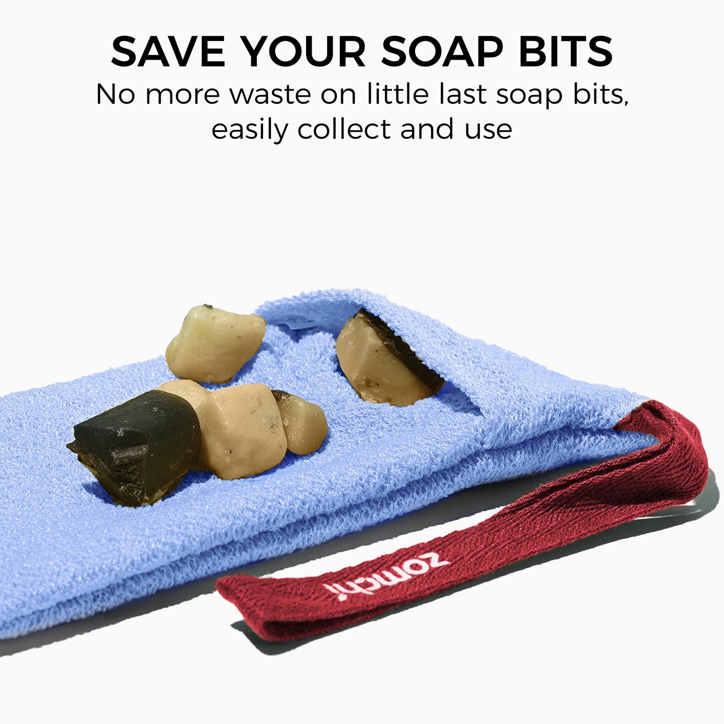 ZOMCHI 2 Pieces Soap Bags for Soap Bars, Exfoliating Soap Saver Pouch for Body Wash, Gentle Exfoliation (Blue)