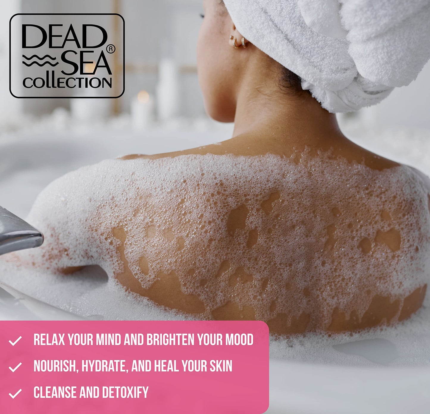Dead Sea Collection Bubble Bath with Cherry Blossom for Women and Men – Cherry Seeds Oil and Dead Sea Salt - Nourishing and Moisturizing Skin - Pack of 2 (67.6 fl.oz)
