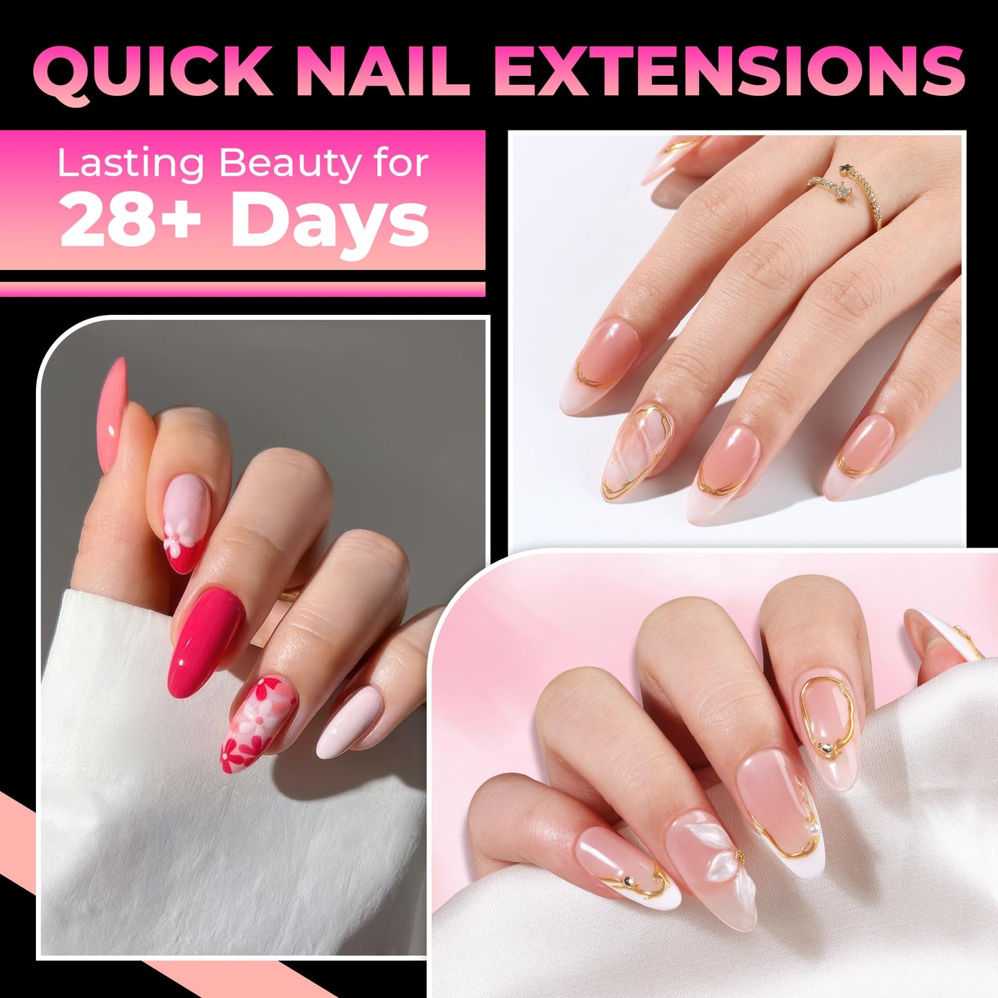 UNA GELLA Almond Nail Tips: 510Pcs Almond Gel Nails Tips 15 Sizes Pre-Etched Full Cover A lmond Clear Press on Nails Acrylic False No C Curve Nail Tips for Press on Nail Extensions Home DIY Salon