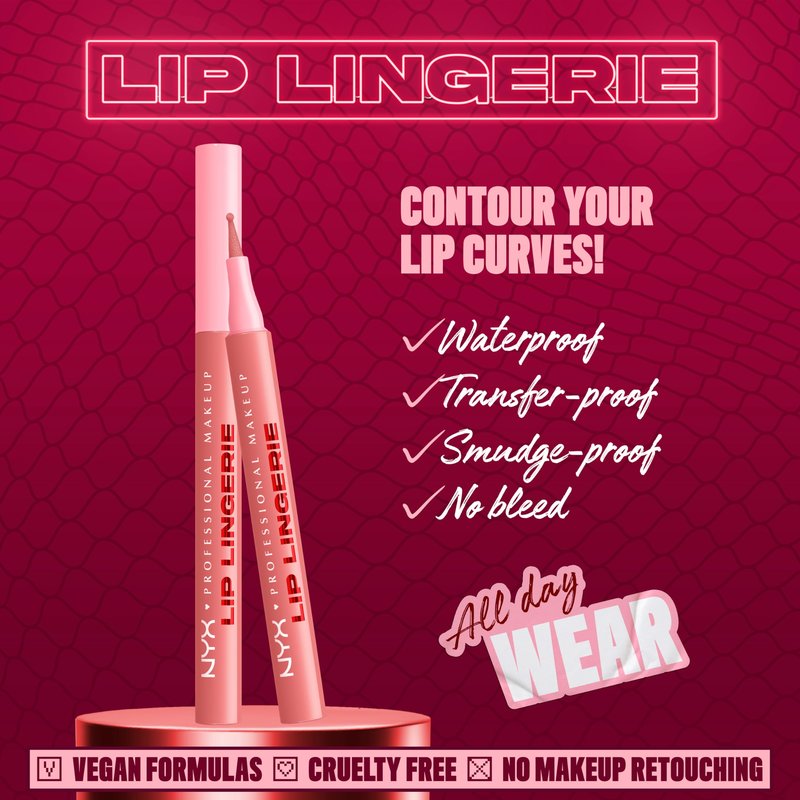 NYX PROFESSIONAL MAKEUP Lip Lingerie Liner Stain, Seamless Make Up with All-Day Stain, Waterproof Lip Stain Finish - Cuff Me