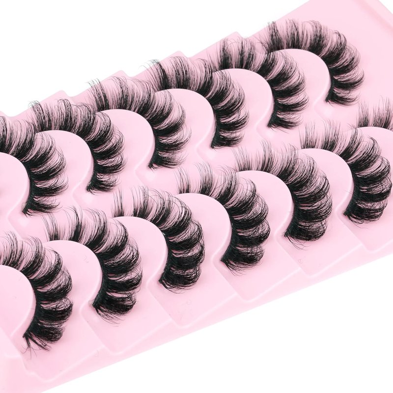 EYDEVRO Mink Lashes - Fluffy 3D Wispy False Eyelashes for Natural Look | 7 Pairs D Curl Strip Lashes