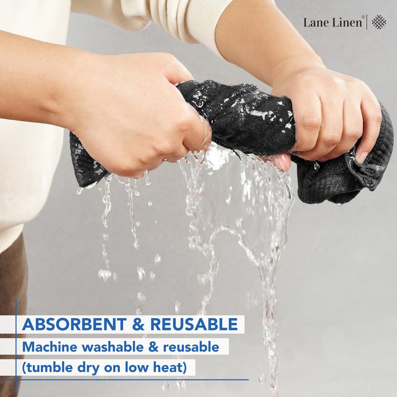 LANE LINEN Washcloths 24 Pack - 100% Ringspun Cotton Washcloths - 13"x13"- Soft Textured, Well Stitched, Lightweight Towel - Absorbent & Durable - Perfect for Daily use - Black Wash Cloths