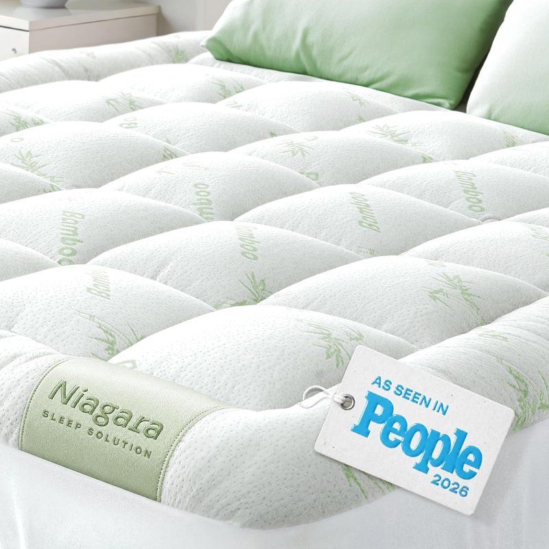 Niagara Sleep Solution Ultra Soft King Size Mattress Topper - Bamboo Pillow Top for Back Pain Relief | Naturally Cooling Green