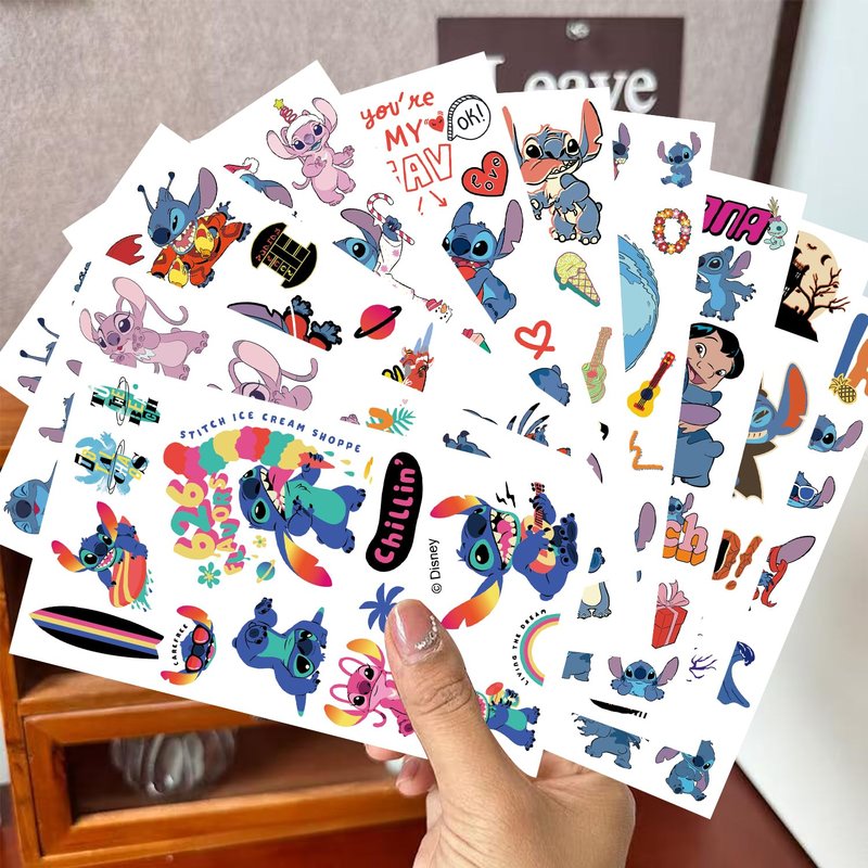 10 Sheets Stitch Temporary Tattoos for Teen, Cool Birthday Party Favors, Cute Cartoon Decoration Sticker Gifts for Teen Adult Home Activity Class Prizes Carnival Christmas Rewards