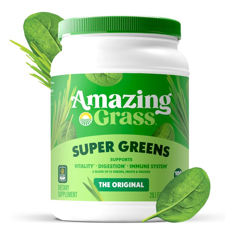 Amazing Grass Super Greens Powder, Organic, Greens Superfood Powder, Smoothie Supplements, Supports Digestion, Probiotics, Spirulina, Beet Root, Original, 100 Servings, 28.1 Ounce (Packaging May Vary)