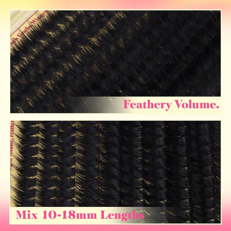 FANXITON Volume Lash Clusters - Spiky Manga 300D Eyelash Extensions | 10-18MM Thick Wispy D Curl