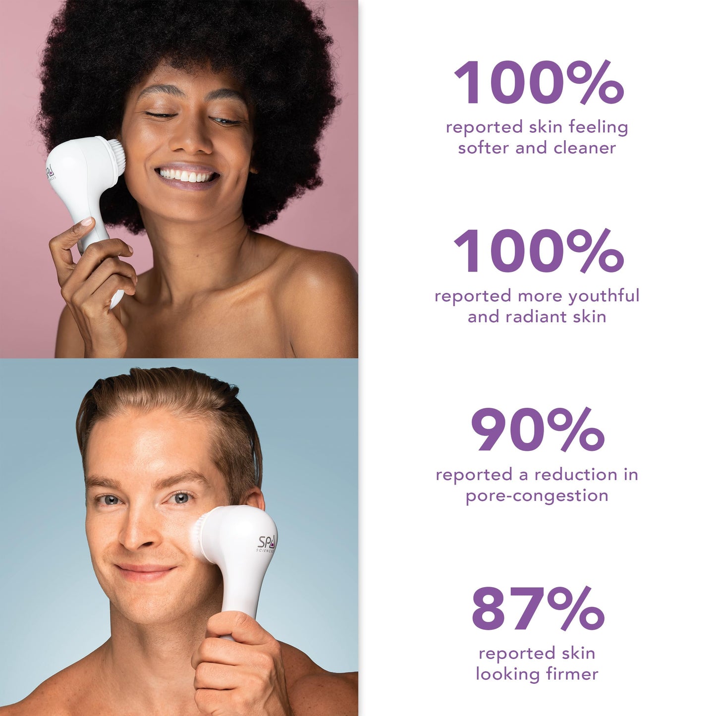 Spa Sciences - NOVA - Cleansing Brush with Bristles & Infusion System – Anti-Aging Facial Exfoliating, Waterproof, and USB Rechargeable