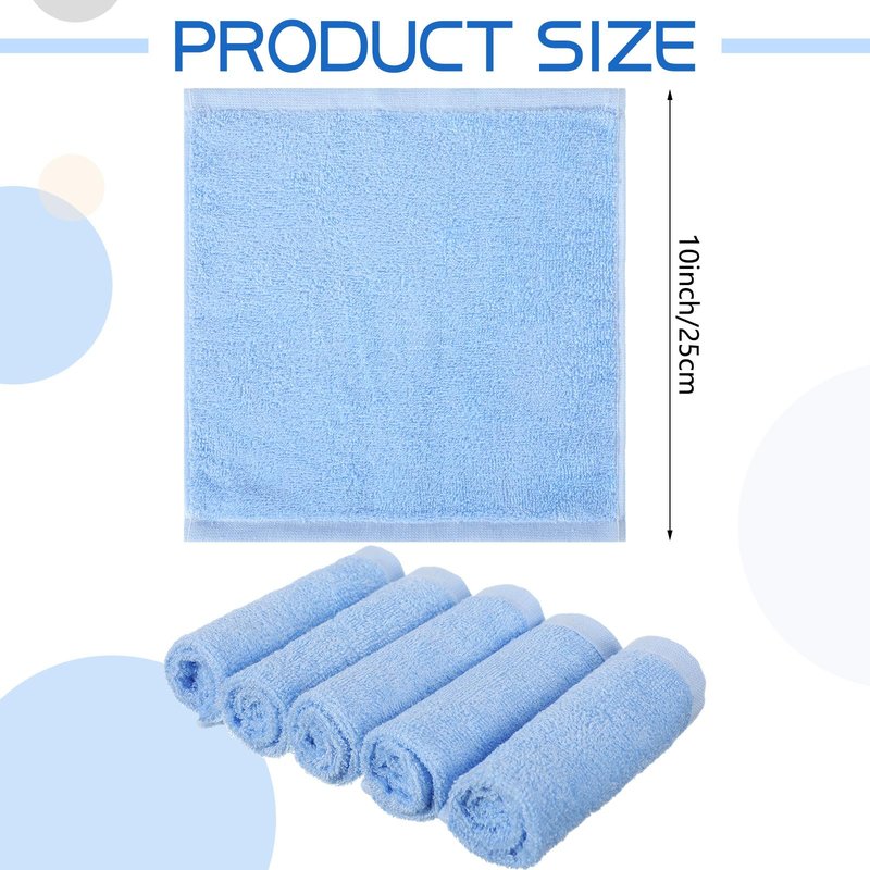 Newwiee 40 Count Wash Cloth Bulk Cotton Bath Hand Face Washcloths Soft Quick Drying Towel for Women Bathroom Washing Body Viscose Fiber Multipurpose Fingertip Rags(10 x 10 Inch,Blue)
