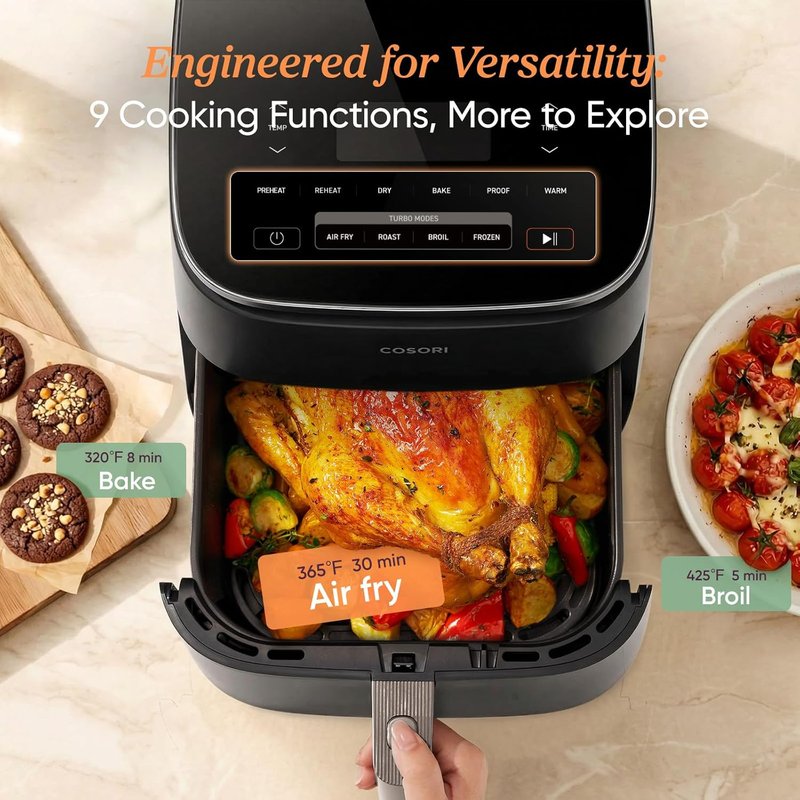 Cosori 9-in-1 TurboBlaze Air Fryer - 6 Qt PFAS-Free Ceramic Coating | Precise Heating for Even Cooking