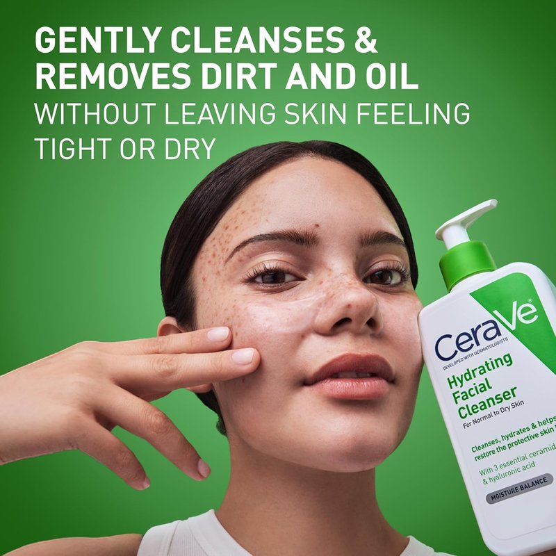 CeraVe Hydrating Facial Cleanser - Moisturizing Face Wash with Hyaluronic Acid & Ceramides for Dry Skin | Eczema Certified